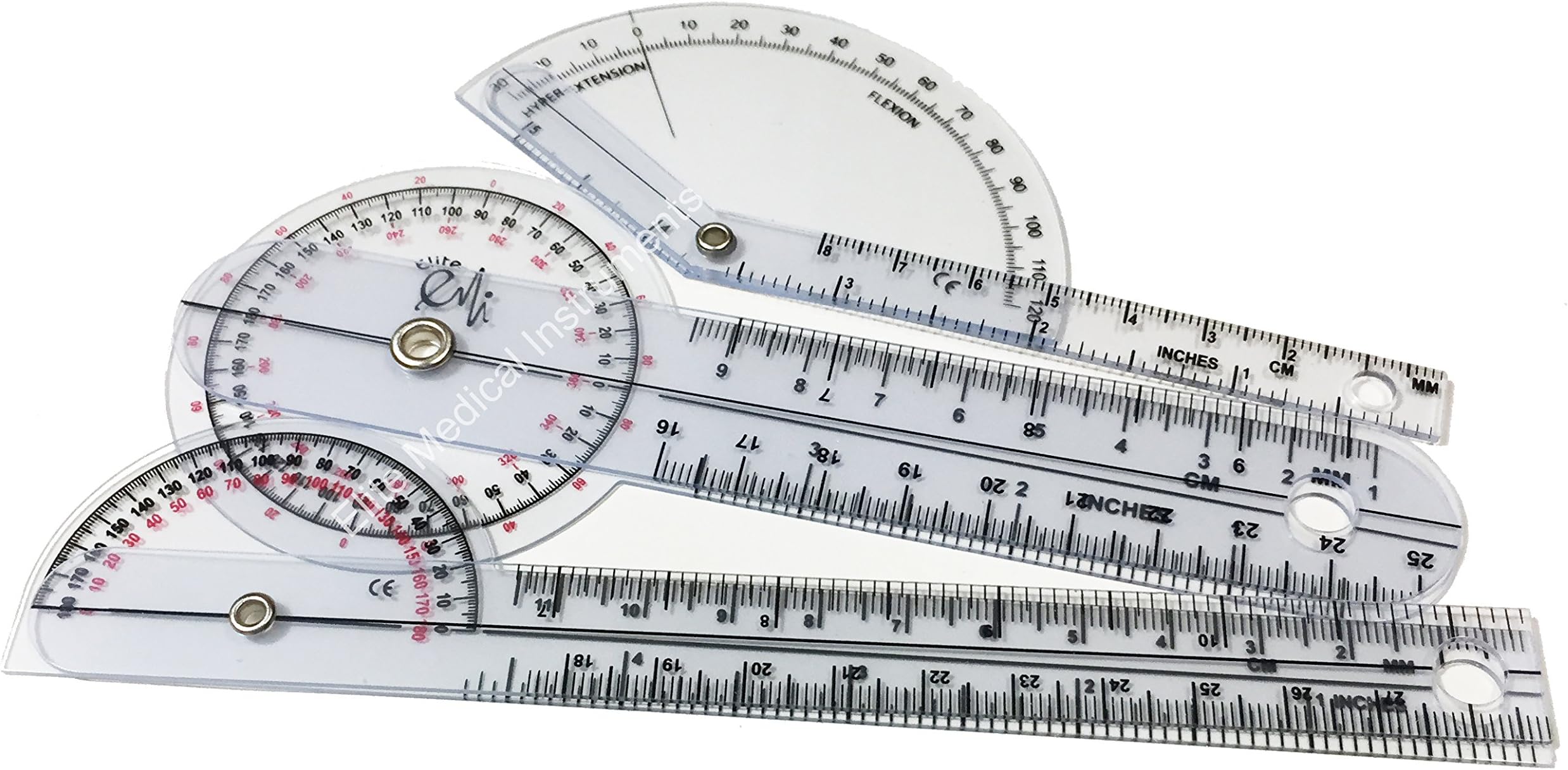 EMI Pocket 3 Piece Goniometer Set: Finger Goniometer, 6" Goniometer, 180 Degree 6" Goniometer EGM-430
