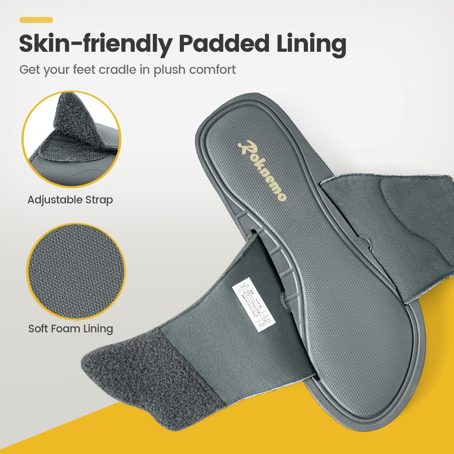 Mens Slide Sandals Adjustable Athletic Casual Comfort Lightweight Open Toe Slides Sport Sandals with Memory Foam Soft Cushion Footbed - Image 6