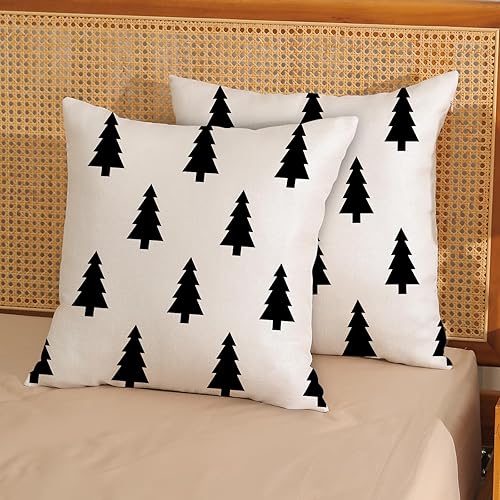 Miniatura 9 de Juego de 2 fundas de almohada de Navidad de 12 x 20 pulgadas, diseño de acuarela de árbol de Navidad, diseño de búfalo de invierno, decoración de