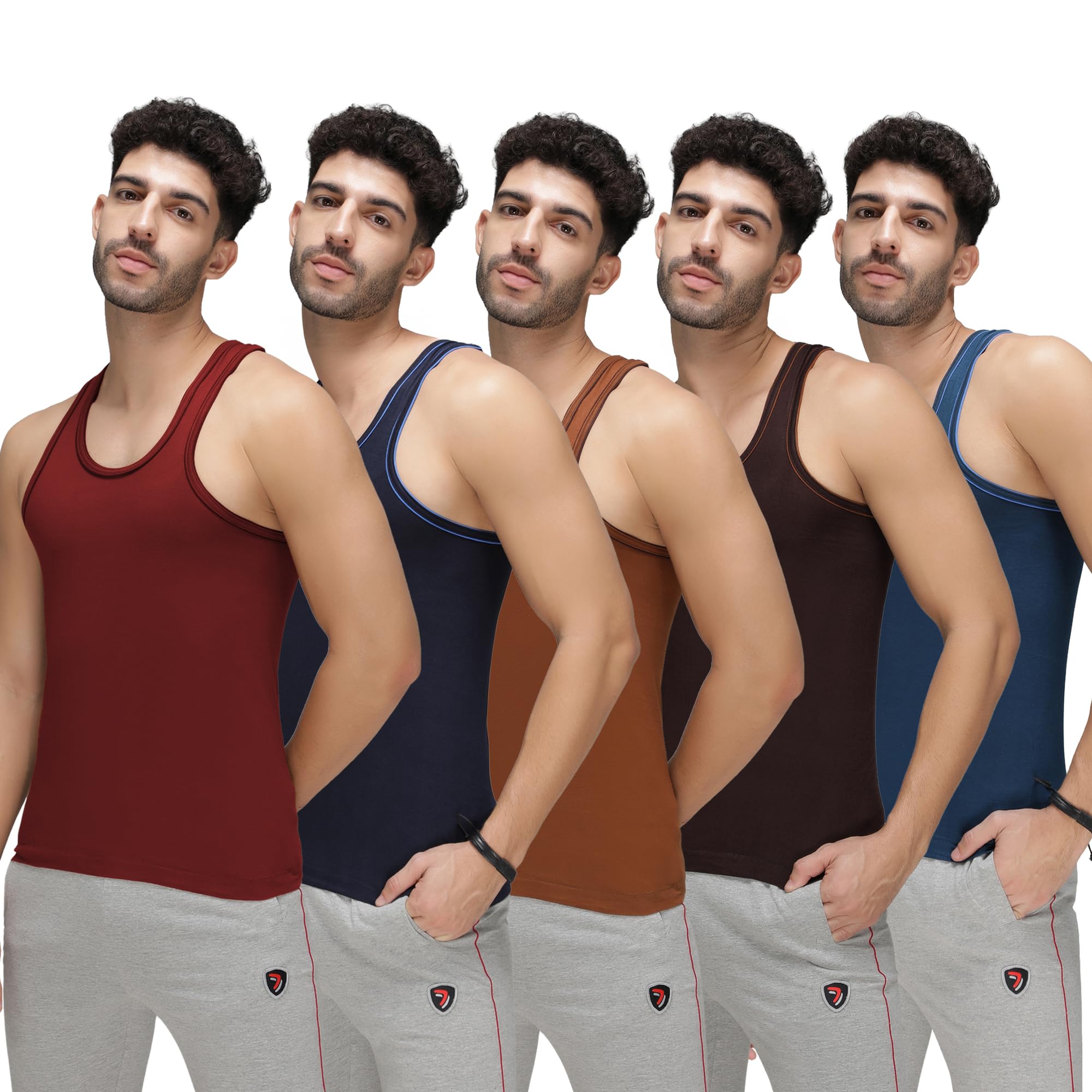 Amul Comfy Men's Vest | Double Folded Round Neck Line | Breathable Lightweight Innerwear | Moisture Wicking | Soft Feel | Pack of 3 | Color May Vary-picture-37
