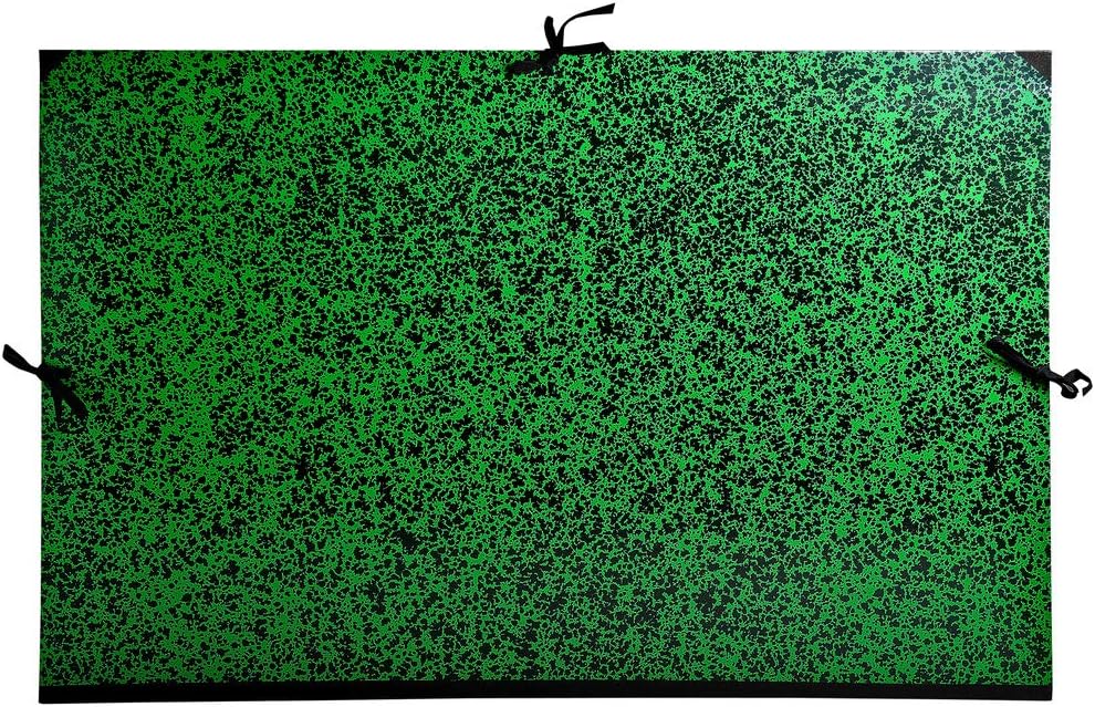 Exacompta - Ref 533200E - Annonay Portfolio with Tie Ribbon - A1 (594 x 840mm) in Size, For Safely Transporting Artworks & Documents, Marbled Effect Cover - Green