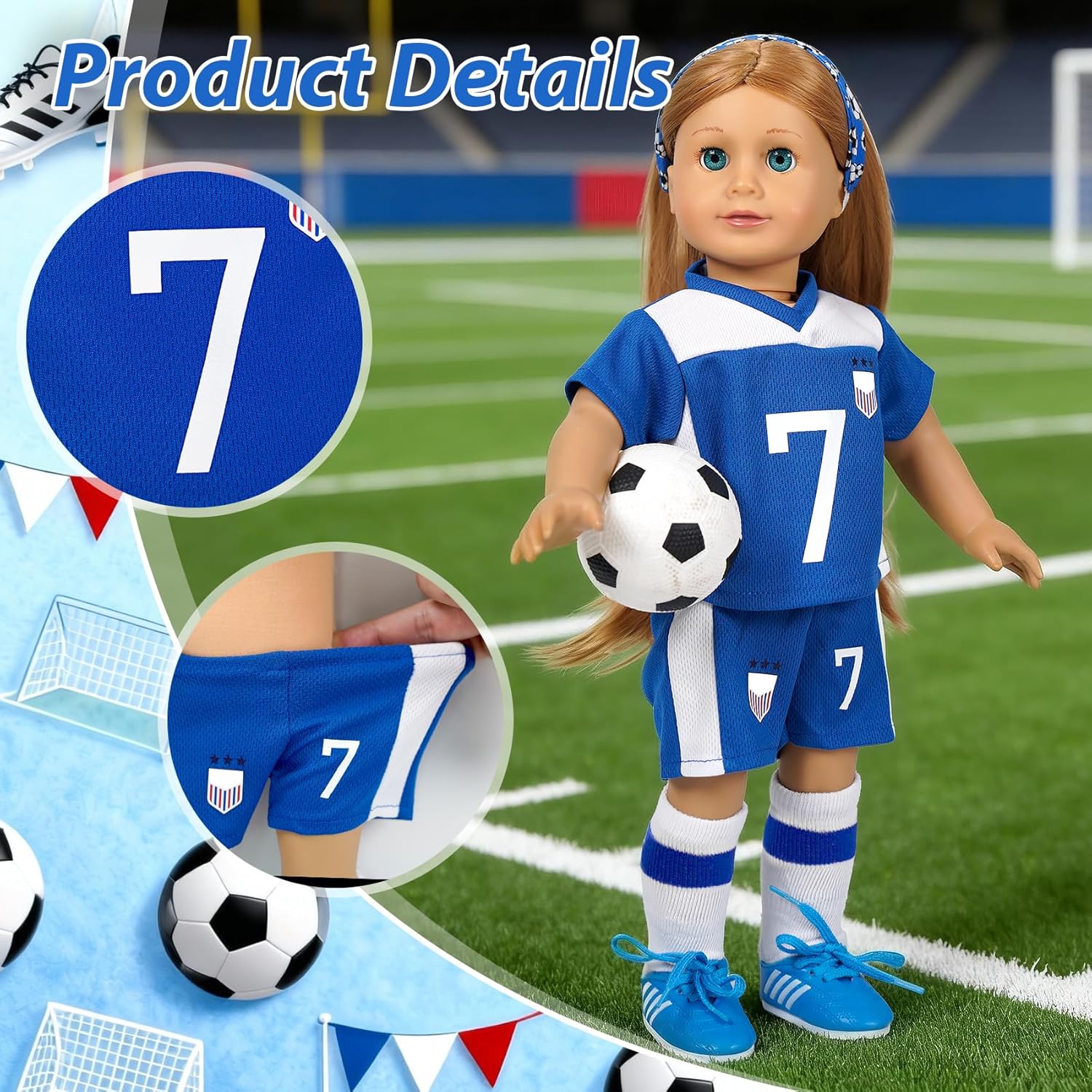 American 18 inch Doll Clothes Accessories-Soccer Uniform Valentine's Gifts for 18 Inch Girl Dolls (Sports)