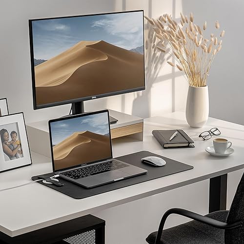 Miniatura 7 de Hidemont Full Grain Leather Desk Pad - Personalized Real Leather Desk Mat Blotter Cord Organizer for Mouse Keyboard - Genuine Leather Table