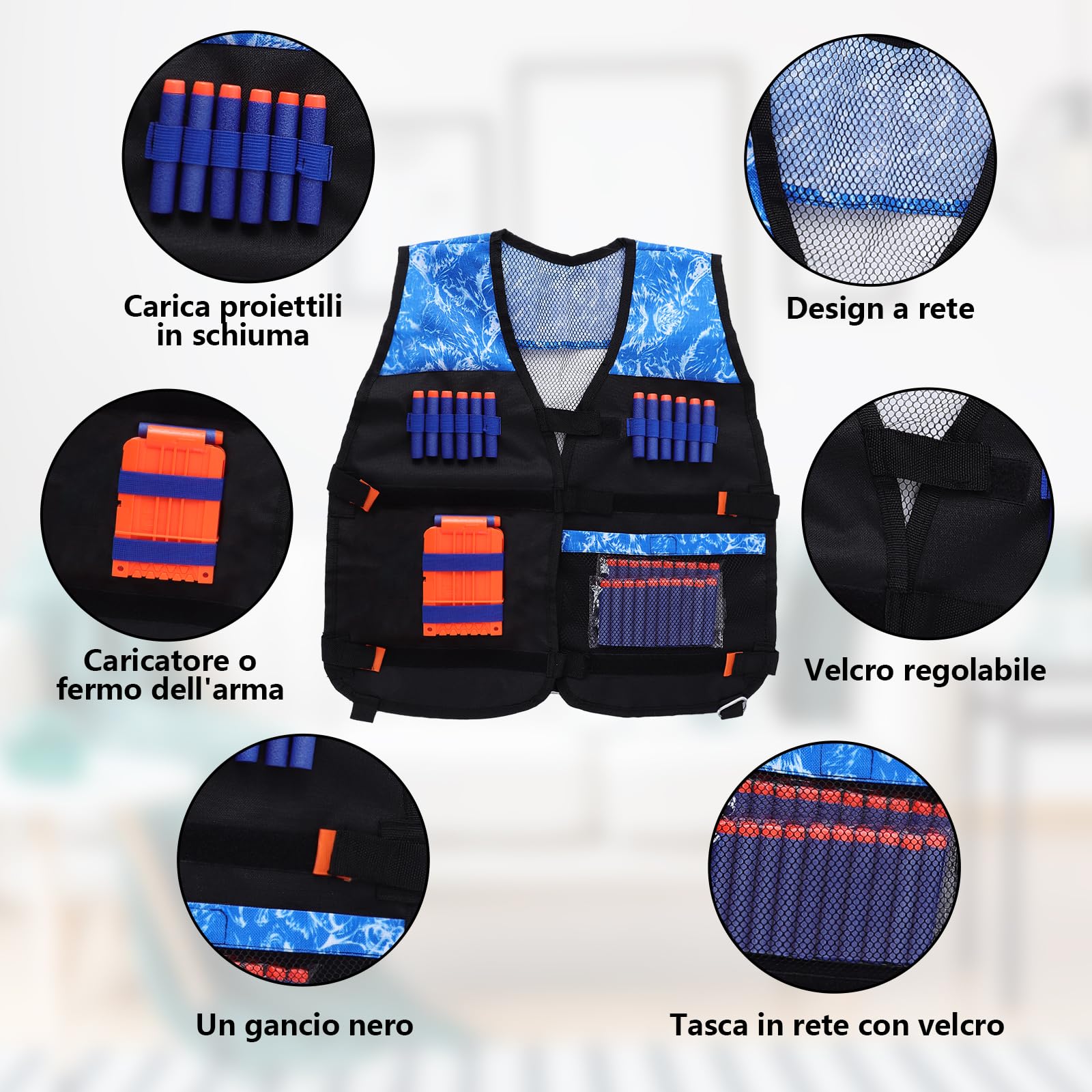 JONRRYIN Bersaglio Elettrico Con Gilet Tattico, 4 Obiettivi, Luci, Suoni e Frecce in Schiuma - Giocattoli per Bambini
