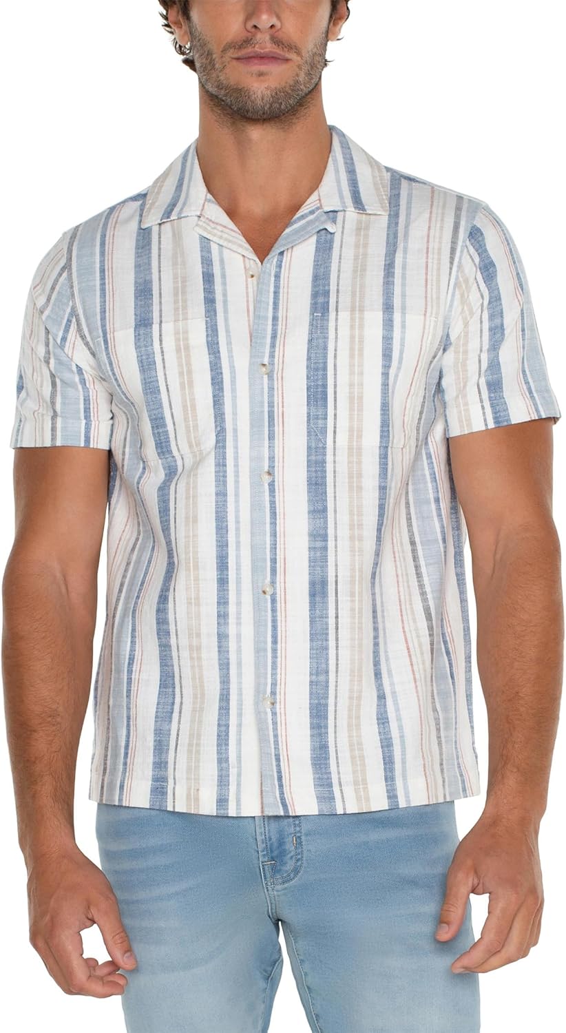 Liverpool Los Angeles Men's Short Sleeve Button-Up Camp Shirt