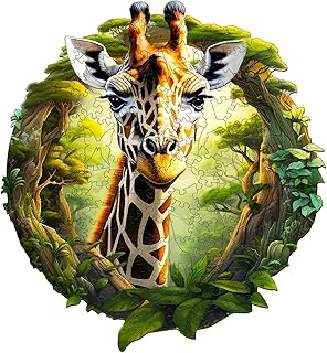 Jigfoxy Wooden Puzzles for Adults, Giraffe Wood Puzzles Adult, Unique Animal-Shaped Wooden Jigsaw Puzzles for Adults, Christmas Thanksgiving Gifts for Family and Friends (L-13.4 * 12.4in-260pcs)