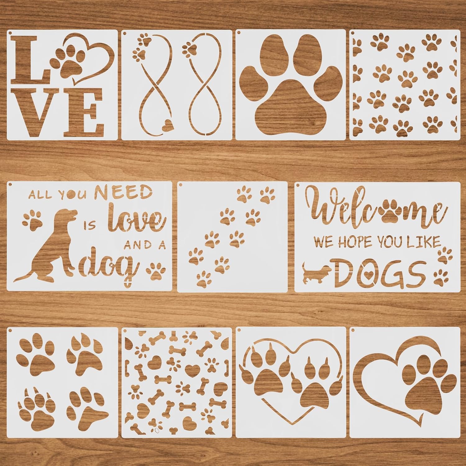 Amazon.com: 11 Pcs Dog Stencils for Painting, Dog Paw Print Stencils ...