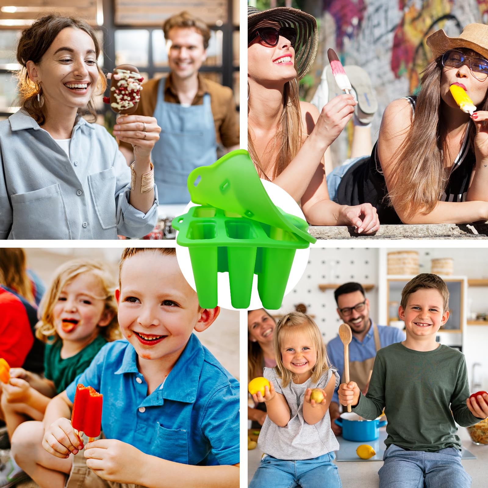 Stampi Ghiaccioli In Silicone 6 Cavità - Con Imbuto E Spazzola Per Gelati Fatti In Casa - Foto 8