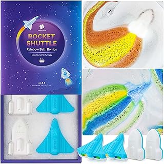 ORIGLAM Space Rocket Bath Bombs for Kids Boys, 4 XL Natural & Organic Kid
