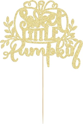Miniatura 3 de Gyufise 1 pieza de decoración de pastel de calabaza dulce con purpurina con temática de otoño, decoración para baby shower, niños, cumpleaños,