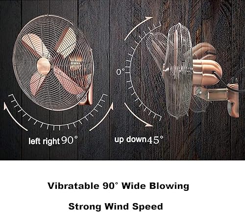 Miniatura 6 de Ventilador oscilante montado en la pared,Ventilador retro de metal para talleres,Ventilador oscilante de 90 grados con control remoto,Ventilador de