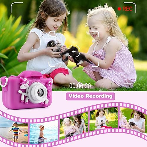 Miniatura 4 de Cámara para niños cámara digital para niñas de 20 MP doble 1080 P HD cámara de juguete selfie de dibujos animados regalos de cumpleaños para niños