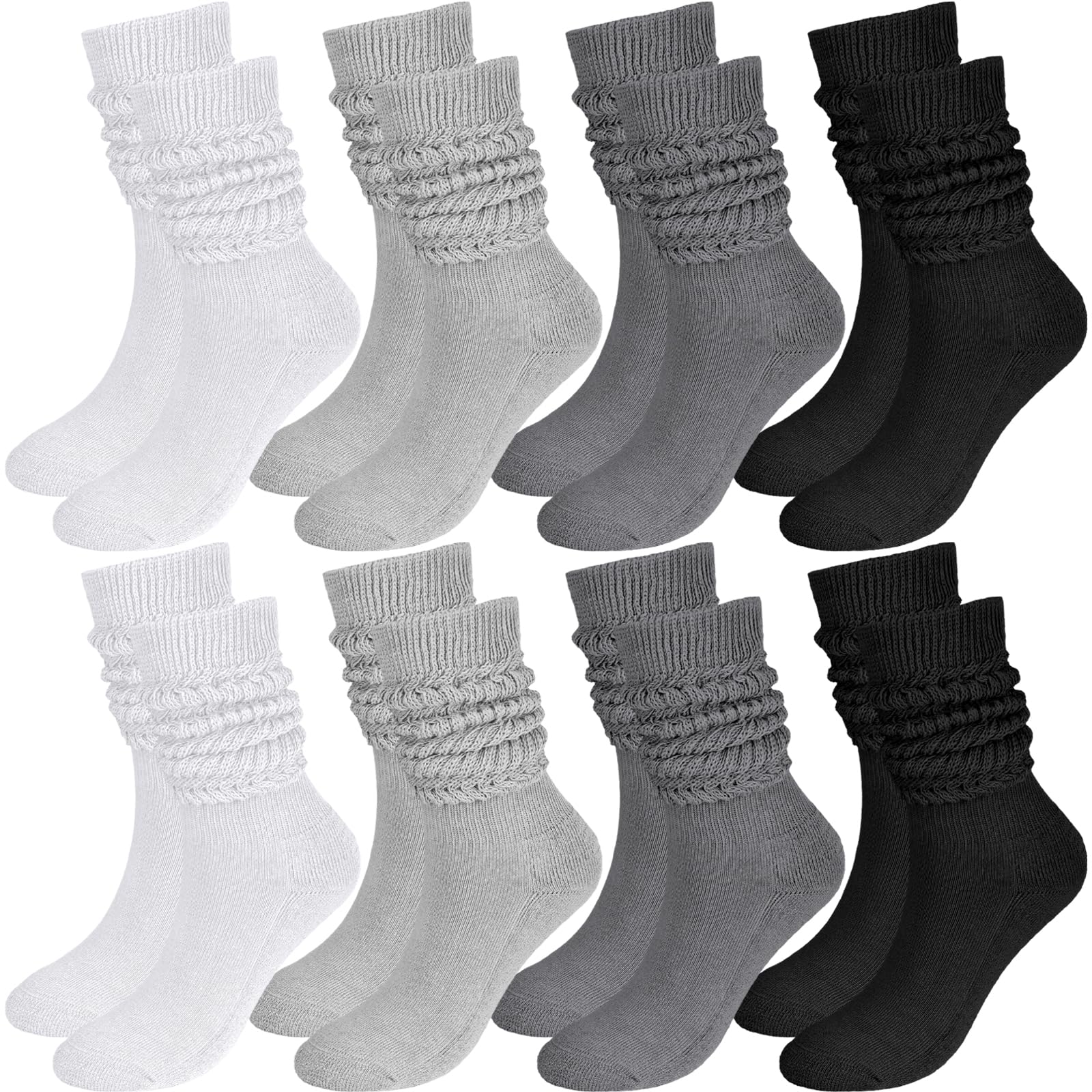 8 pares de calcetines holgados para mujer, suaves, extralargos, de algodón grueso, hasta la rodilla, para mujer