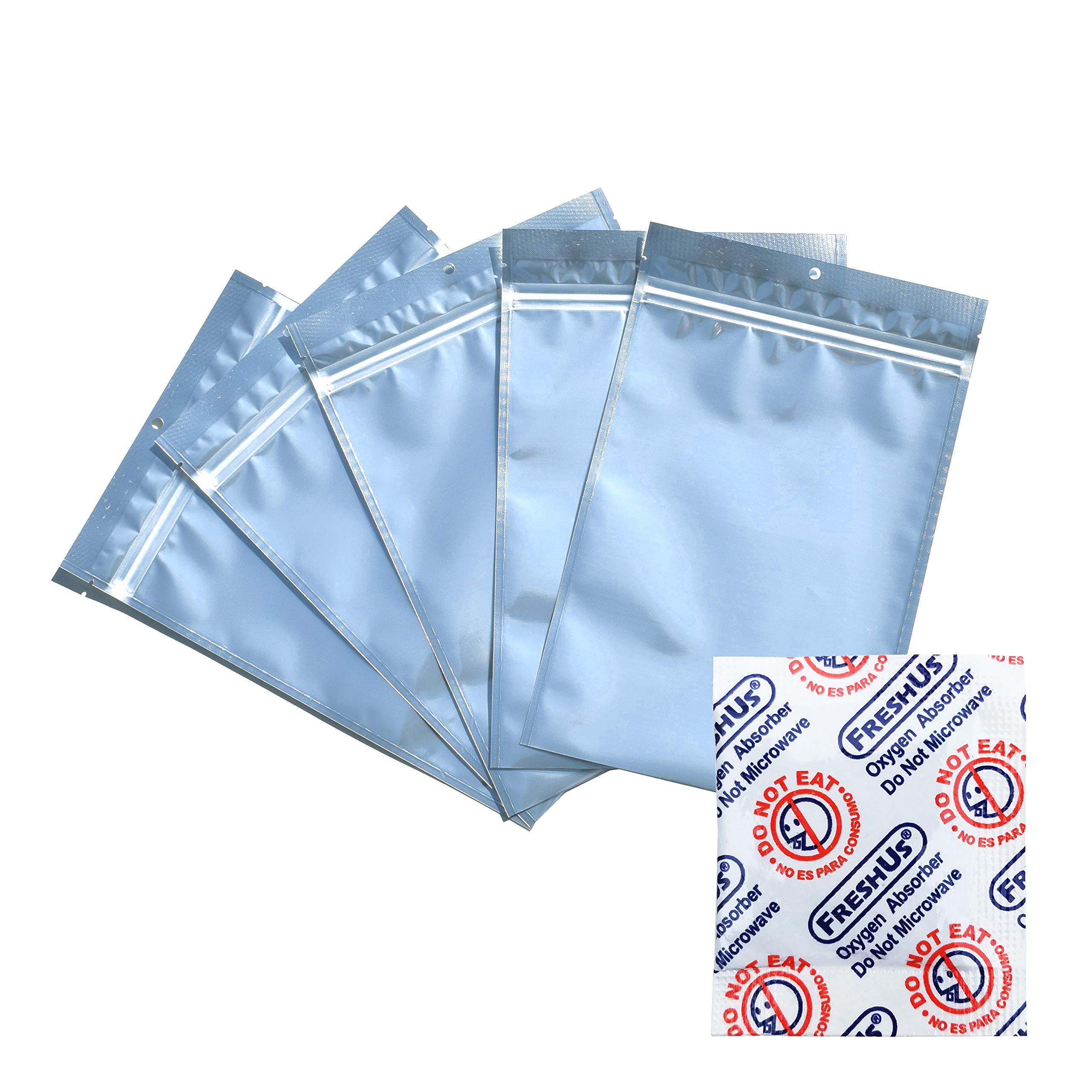 AwePackage Clear Silver Flat Pouch Zipper Bag for Home Made Jerky (100, 7x11"(10oz))