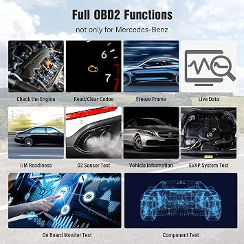 LAUNCH OBD2 Scanner for Mercedes-Benz All System Bi-Directional Code Reader Professional Automotive Diagnostic Scan Tool HVAC ABS Bleed SRS TPMS Transmission Oil Reset