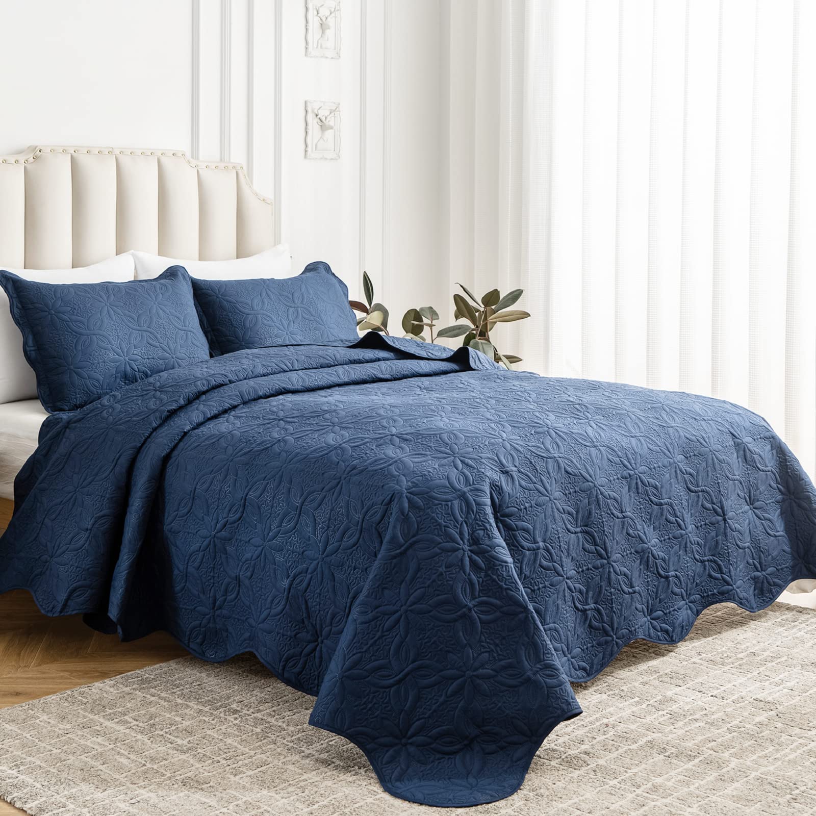 auemtyn quilt set queen size, comforter bedding cover lightweight bedspread, soft microfiber reversible bed coverlet for all season (1 quilt,2 pillow shams)