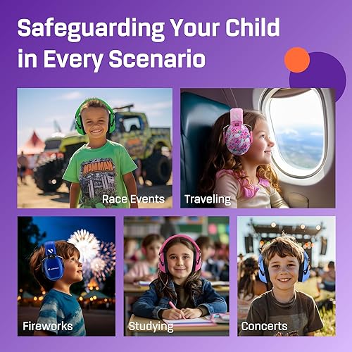Miniatura 5 de Vanderfields - Protectores de oídos para niños, orejeras con cancelación de ruido, auriculares para niños, autismo, niños pequeños, niños