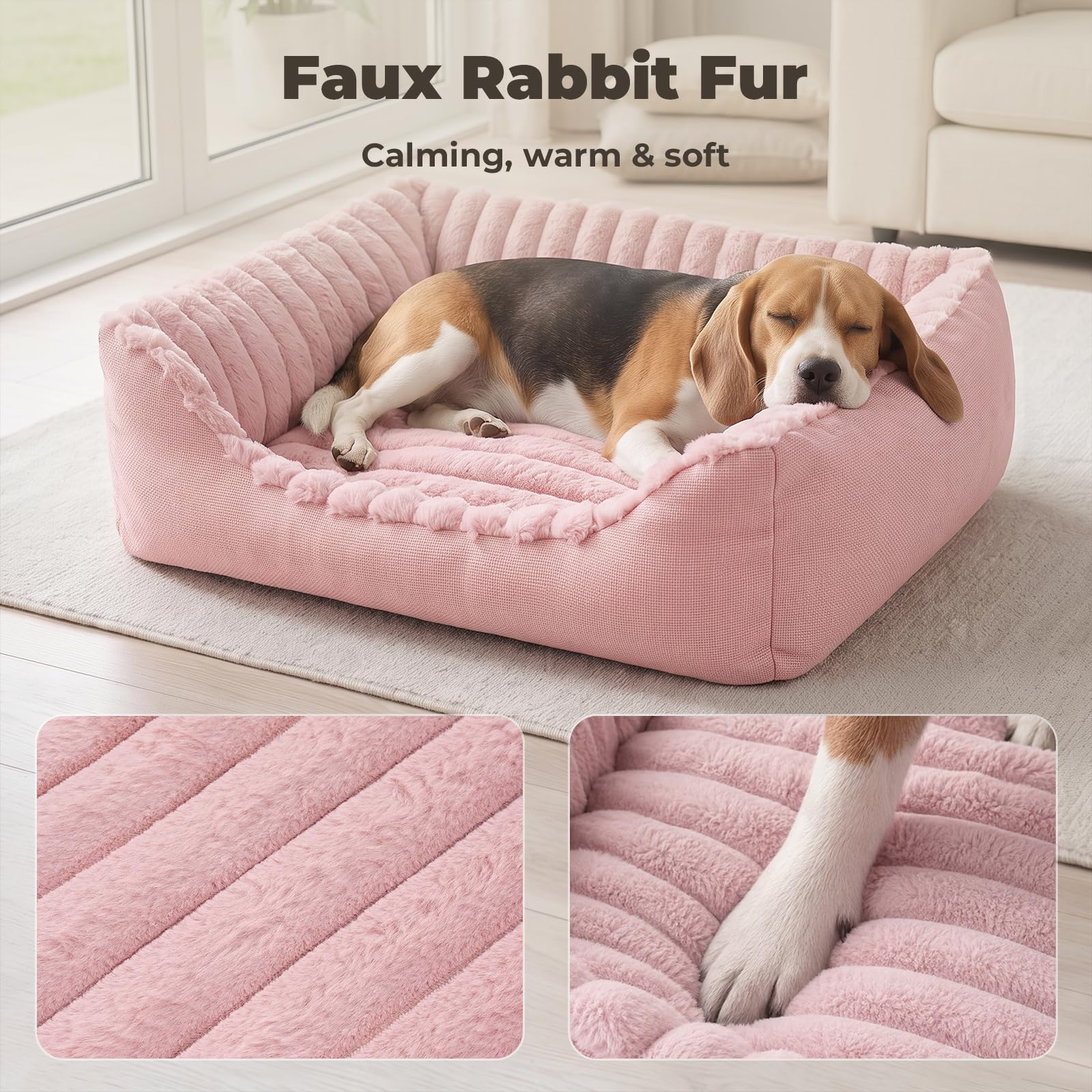 Avont Cuccia Cane Interno, Cuccia per Animali Domestici con Fondo Antiscivolo e Cuscino Rimovibile, Lavabile, per Cuccioli di Piccola e Pedia Taglia, Rosa (S)