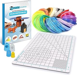 3D Pen Filament with Silicon Design Mat and Compatible Stencils Book with 11 Templates - 1.75mm PLA Plastic Refills - 360 Feet of Assorted Filament for 3D Drawing and Doodling