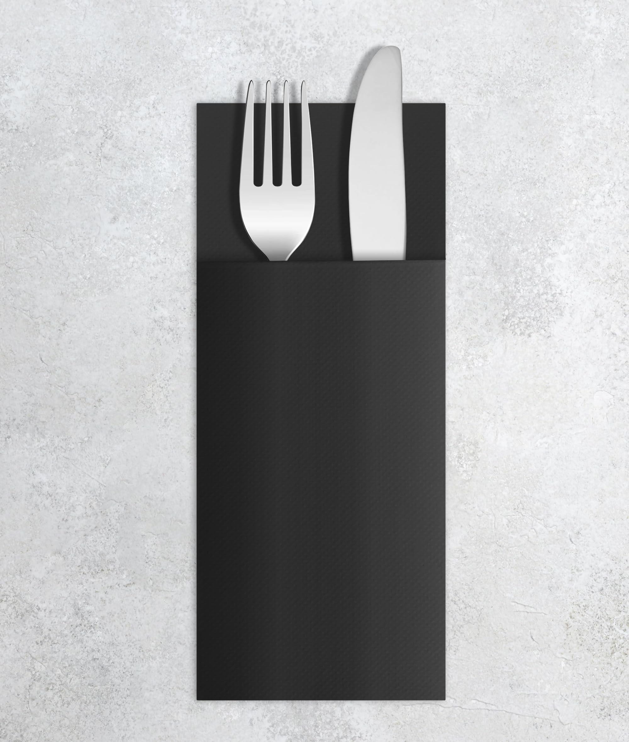 VelaHub Airlaid 50 Cutlery Napkins, Disposable Napkins, 39 x 40 cm, Black