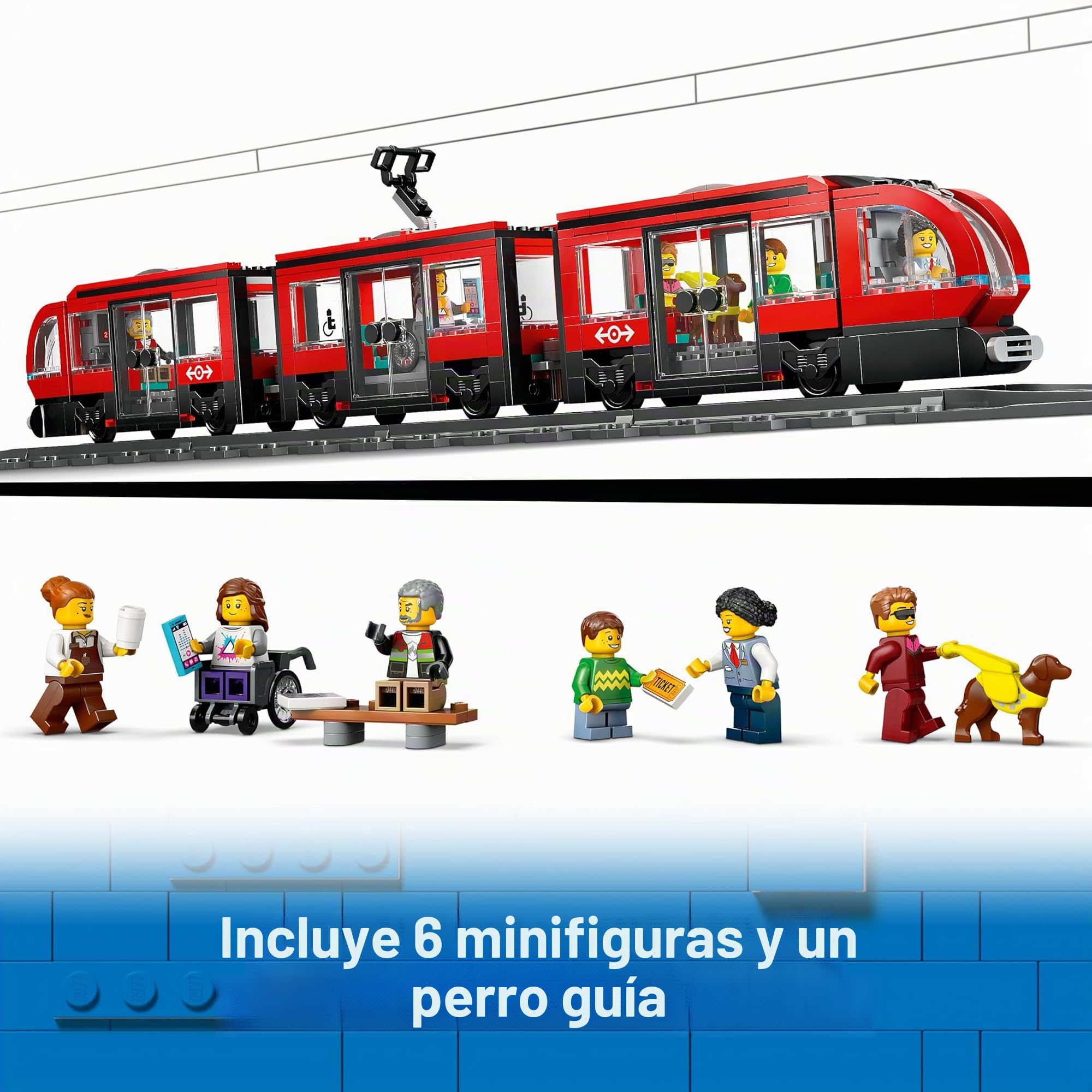 LEGO City Tranvía con parada (60423): Extensión de vías (60205) - Parte de las novedades de 2024, tren con estación y vías