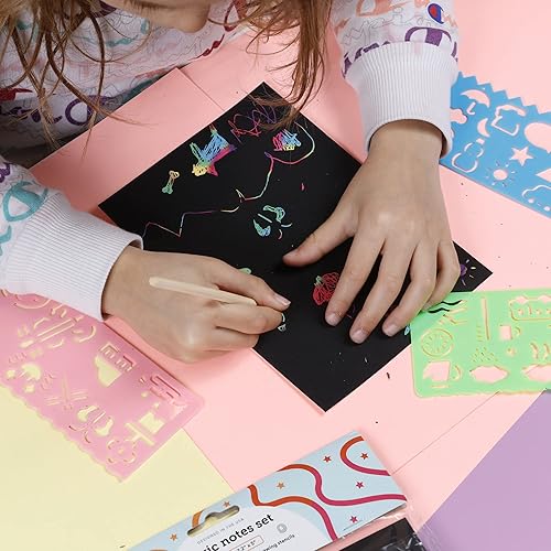 Miniatura 5 de Incraftables Juego de papel para rascar arco iris. Kit de notas mágicas con 30 piezas de papel de arte para rascar, 5 lápices de madera y 4