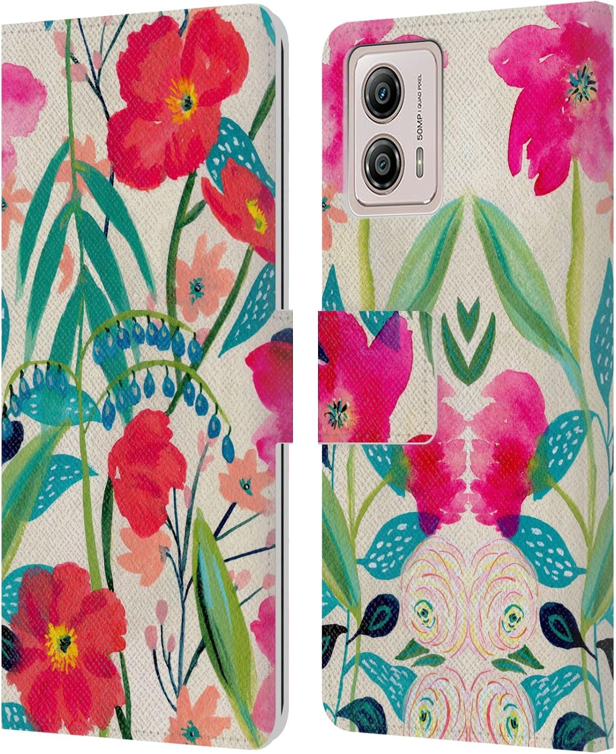 Head Case Designs Officially Licensed Suzanne Allard Garden Party Floral Graphics Leather Book Wallet Case Cover Compatible with Motorola Moto G53 5G