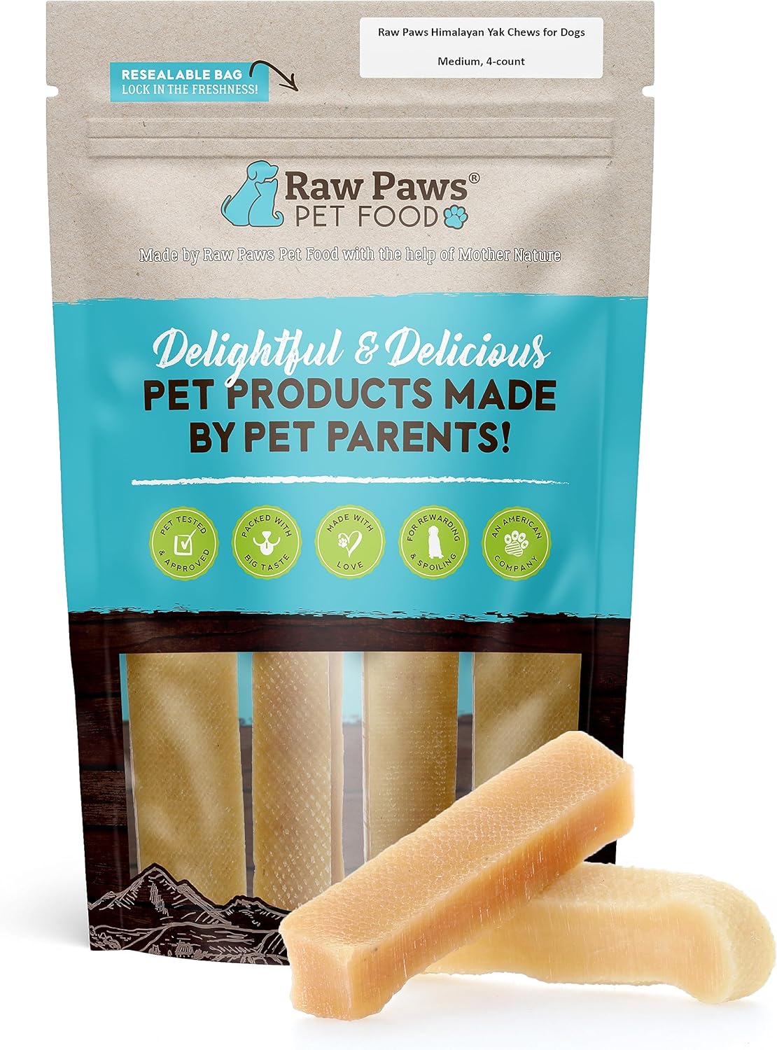 Raw Paws Himalayan Yak Chews for Dogs, Medium Chews (4