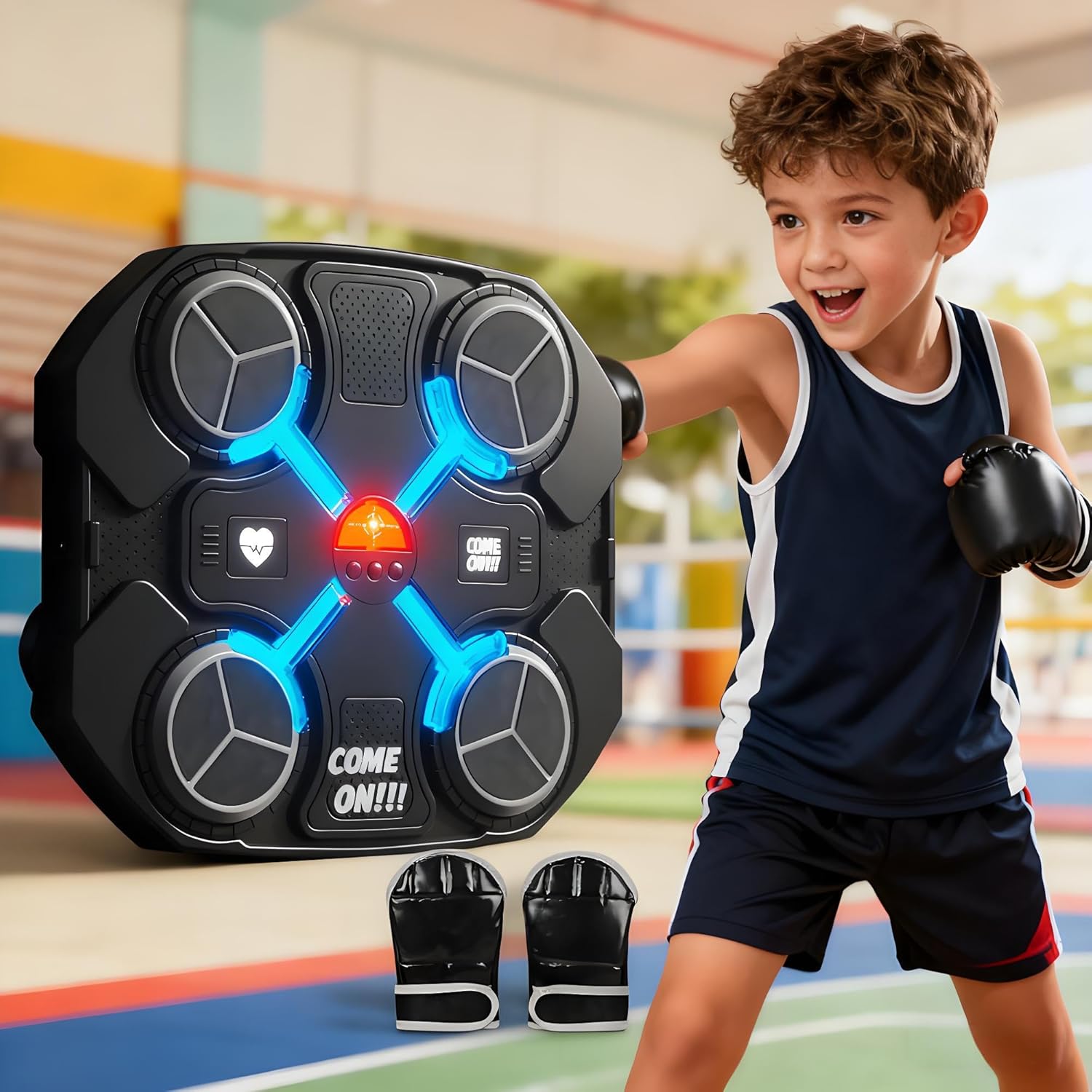 Music Boxing Machine Sport Toys for Kids: Electronic with GlovesSmart Bluetooth Wall Mounted Boxing Target, Gift for 3 4 5 6 7 8 9 10 11 12+ Years Old Boy Toys Birthday Christmas
