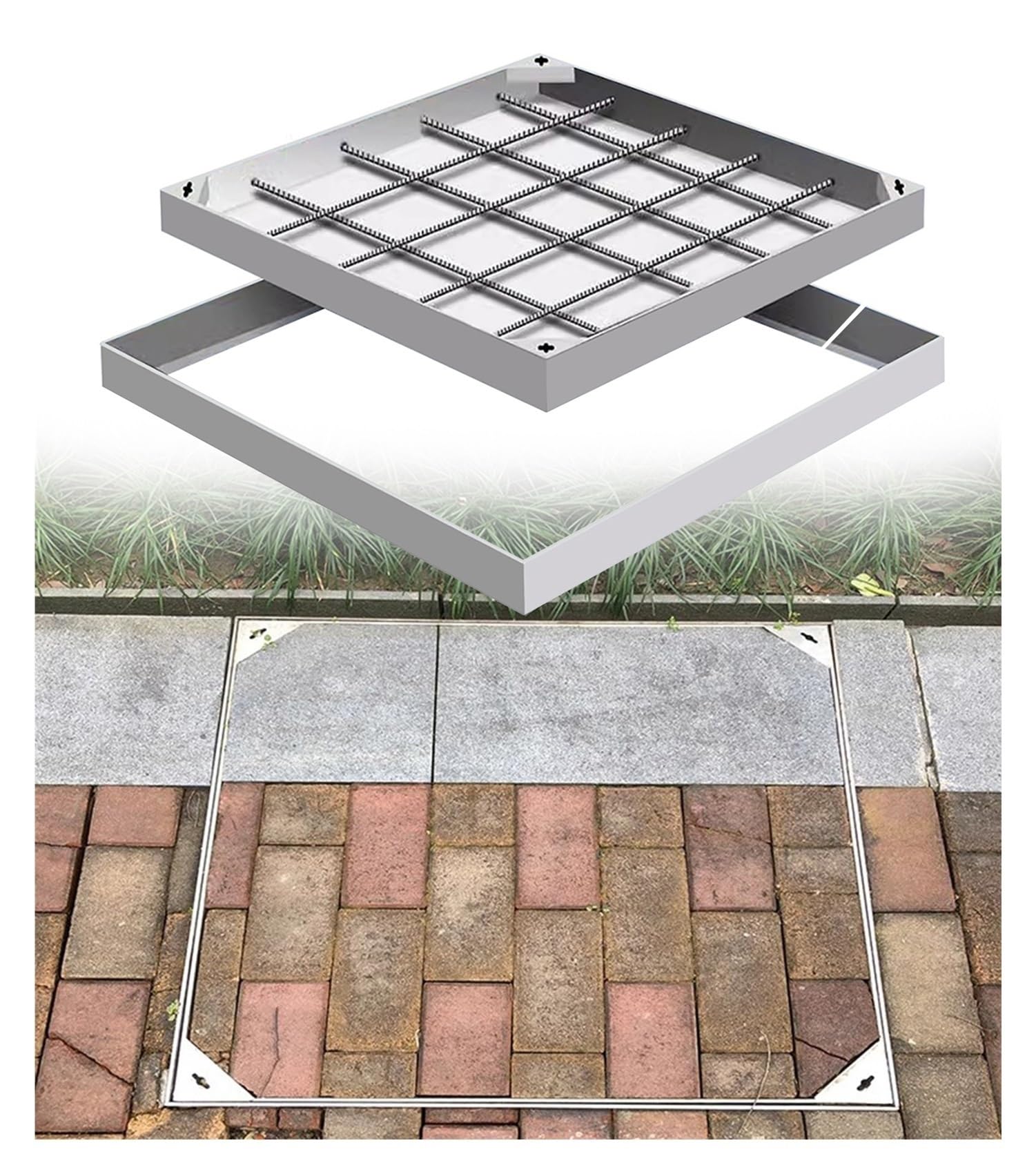 Couvercle de regard encastré pour une terrasse épurée et sans plaque visible