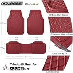 CAR PASS Caoutchouc lourd Car Tapis de sol, imperméable à l'eau Universal Trim-to-Fit Car Mats tous les temps tapis de sol pour SUV Camion Sedan, Kit complet de tapis de plancher auto Premium 3 Pièce antidérapante, tout rouge bourguignon