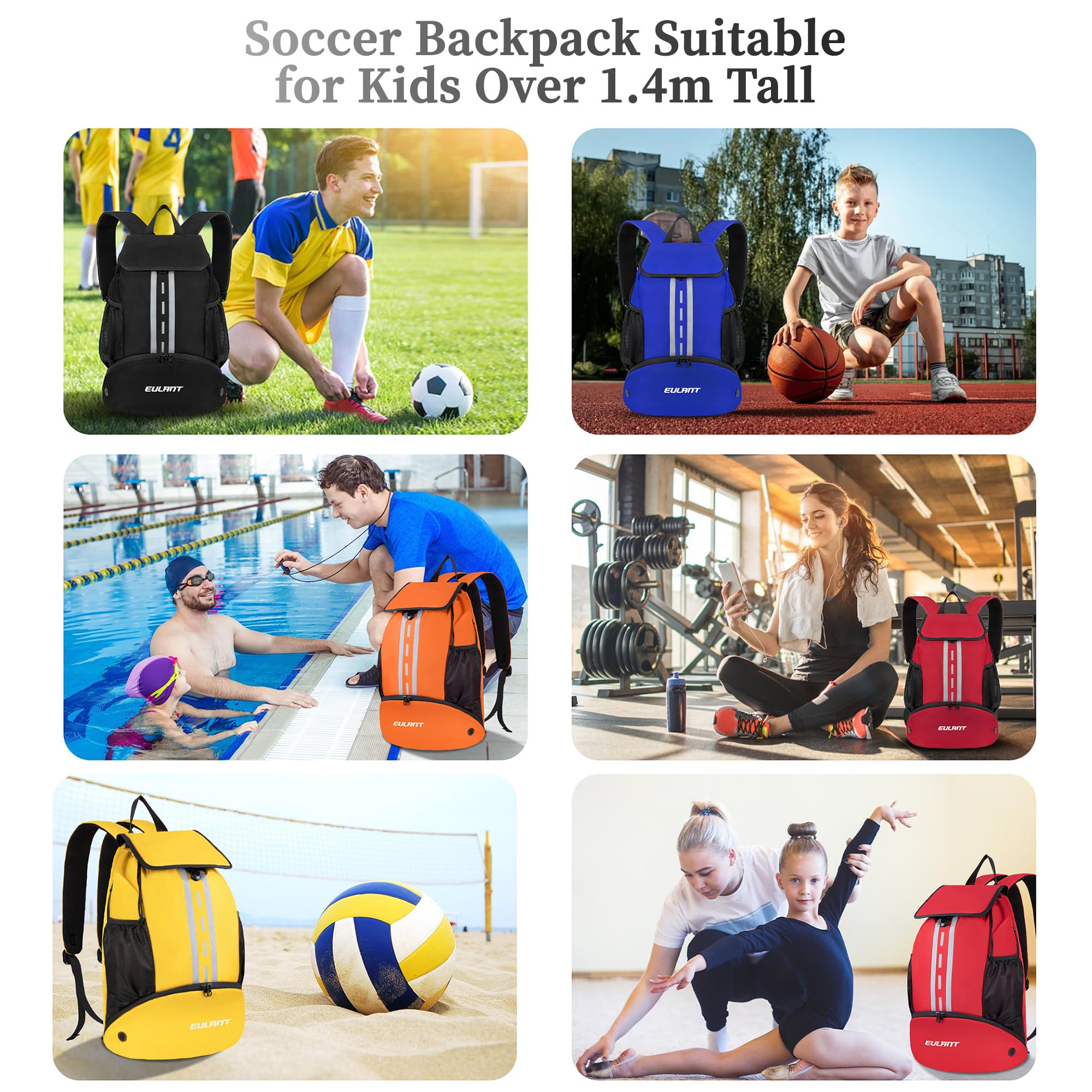 UTIAMIAOGONGO Sportrucksack Mit Schuhfach - Basketball Fußball Volleyball