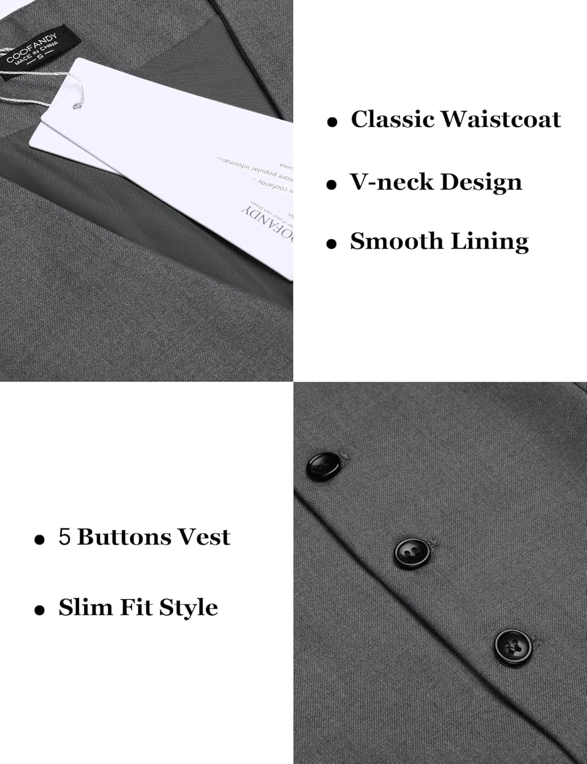 COOFANDY Men's Business Suit Vest Slim Fit Dress Vest Wedding Waistcoat - Image 5