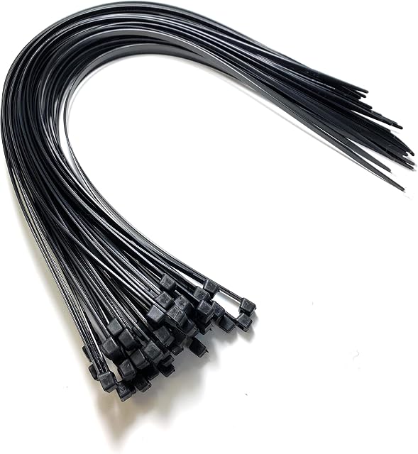 Cable Ties - 450mm x 4.8mm - 17.7" Extra Long Tie Wraps - Nylon Zip Ties (50, Black)