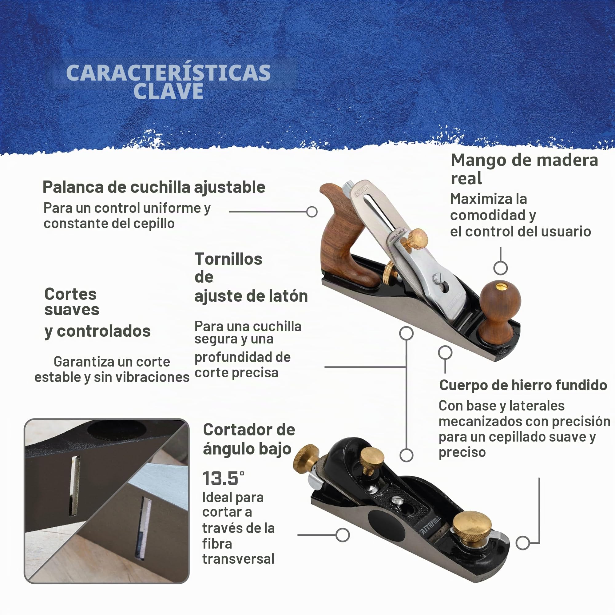 Faithfull Hobelset Nr. 4 & Nr. 6012 mit Canvas-Aufbewahrungstaschen – Präzisionsgefertigte Handhobel aus Gusseisen zum Glätten, Trimmen, für Hirnholzarbeiten und allgemeine Holzbearbeitung