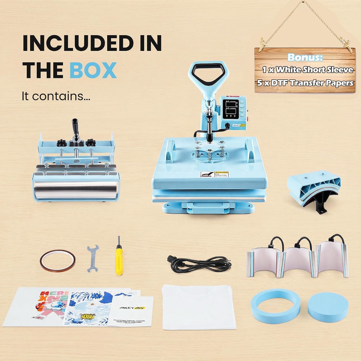 Heat Press, 15X15 Heat Press Machine with 11-30oz Tumbler/Mug/Hat Press, 360° Swing Away Digital Shirt Press, Slide Out Sublimation heatspress for Beginners (15‘’X15‘’ Blue 8in1)
