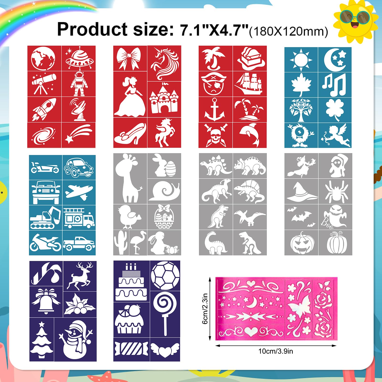HOWAF 6 Rotuladores Tatuajes Temporales Niños, Rotuladores Purpurina Tatuajes Niños y 110 Plantillas de Tatuaje para Niña Niño Fiesta Navidad Halloween Cumpleaños Regalo Niña 4 5 6 7 8 9 10 años