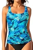 Tankini Tops for Women Swimwear Top Only Tummy Control Bathing Suit Top No Bottom (Available in Plus)