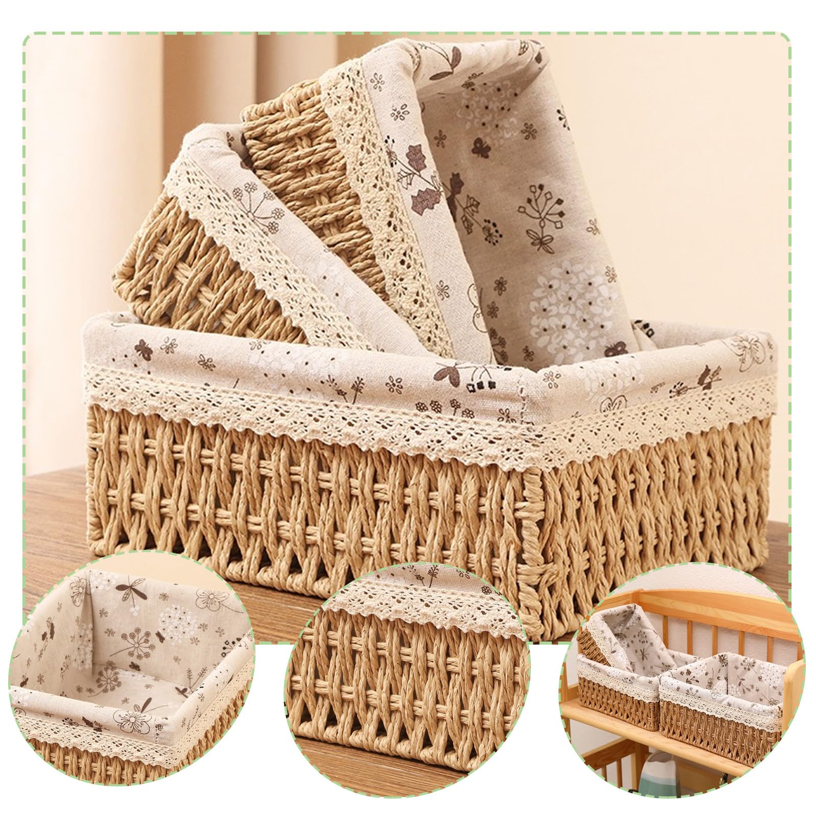 FoiiLiio Lot De 3 Panier Rangement, Paniers De Rangement