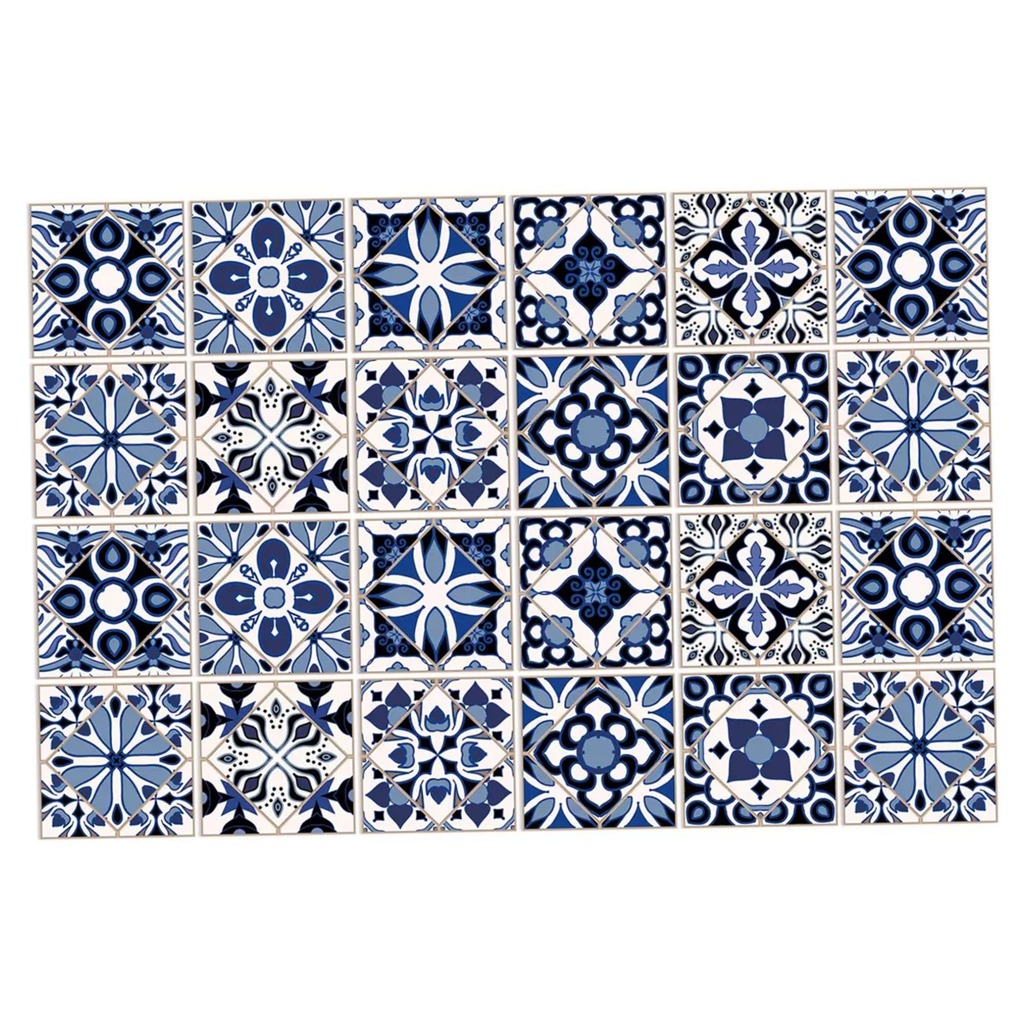 Bemonew Stick On Tiles 24pcs Tile Stickers, Waterproof PVC Peel And Stick Tile Decals - European Mandala Pvc On Tiles, 5.91x5.91 Inch