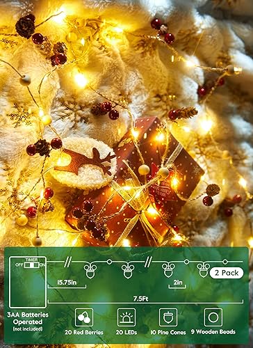 Miniatura 2 de Guirnalda de luces para el día de San Valentín, funciona con pilas, paquete de 4 tiras de 20 luces LED de 8 pies con 8 modos, luces impermeables