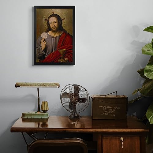 Miniatura 4 de Cabaña perdida Cristo el Salvador con la Eucaristía por Vicente Juan Masip Imprimir Marco plano negro Reproducción de pintura de obra fina Póster