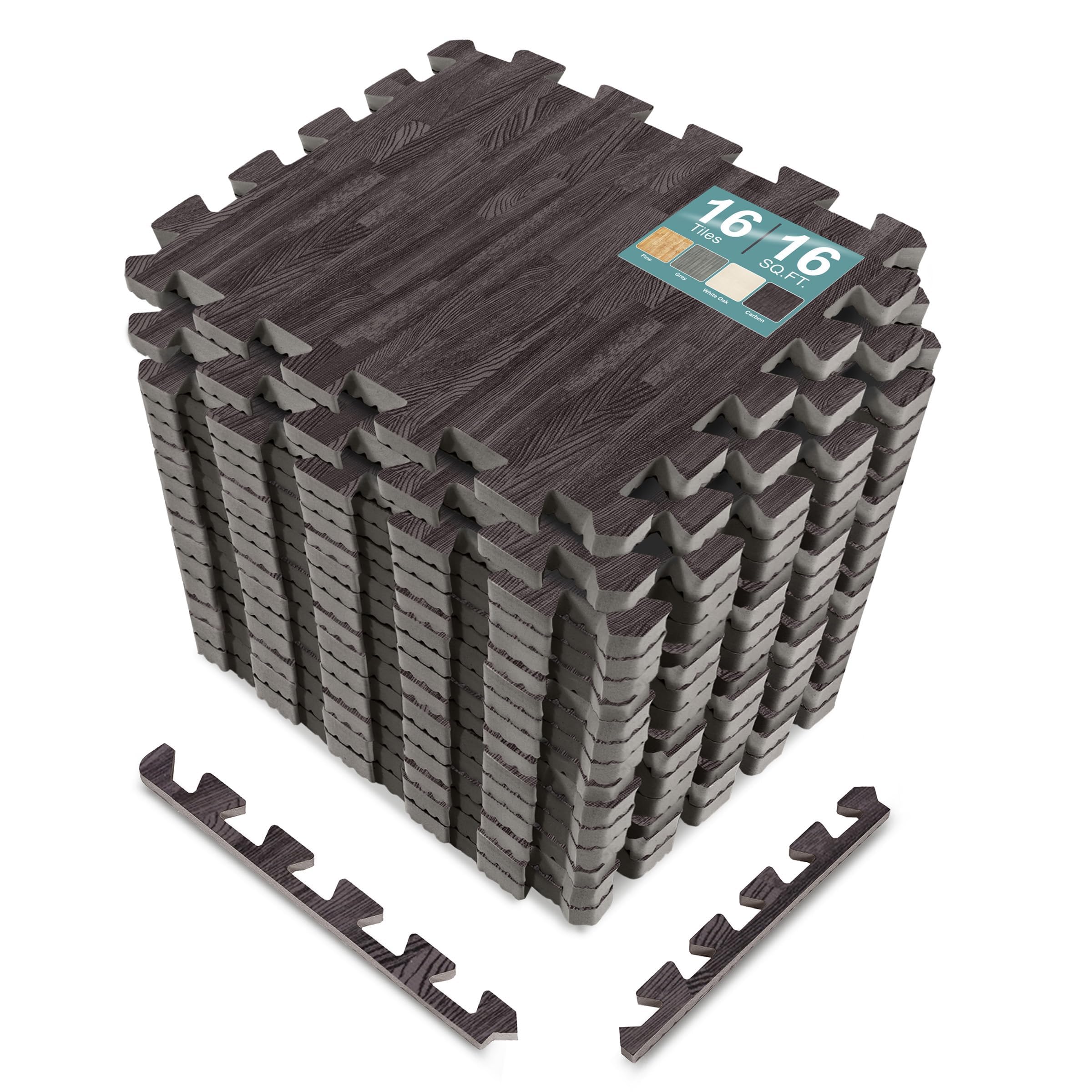 Sorbus Wood Grain Floor Mats Carbon