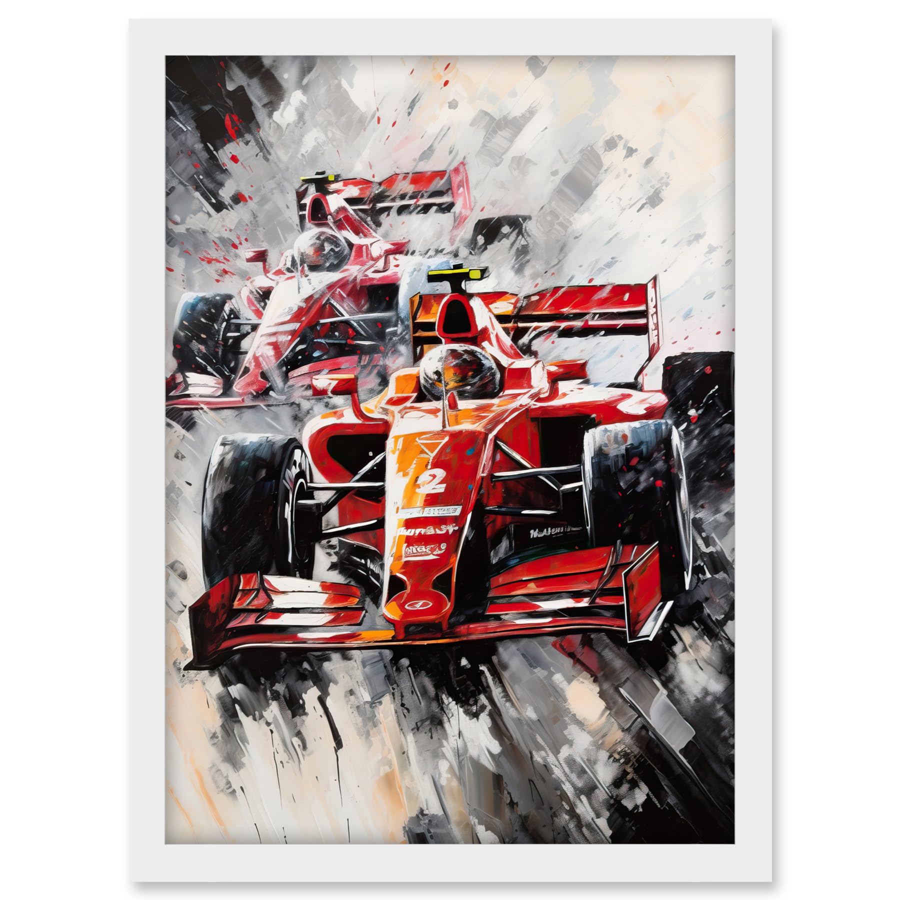 Artery8 Grand Prix Track Circuit Cars Racing Paint Splat Artwork Framed A3 Wall Art Print