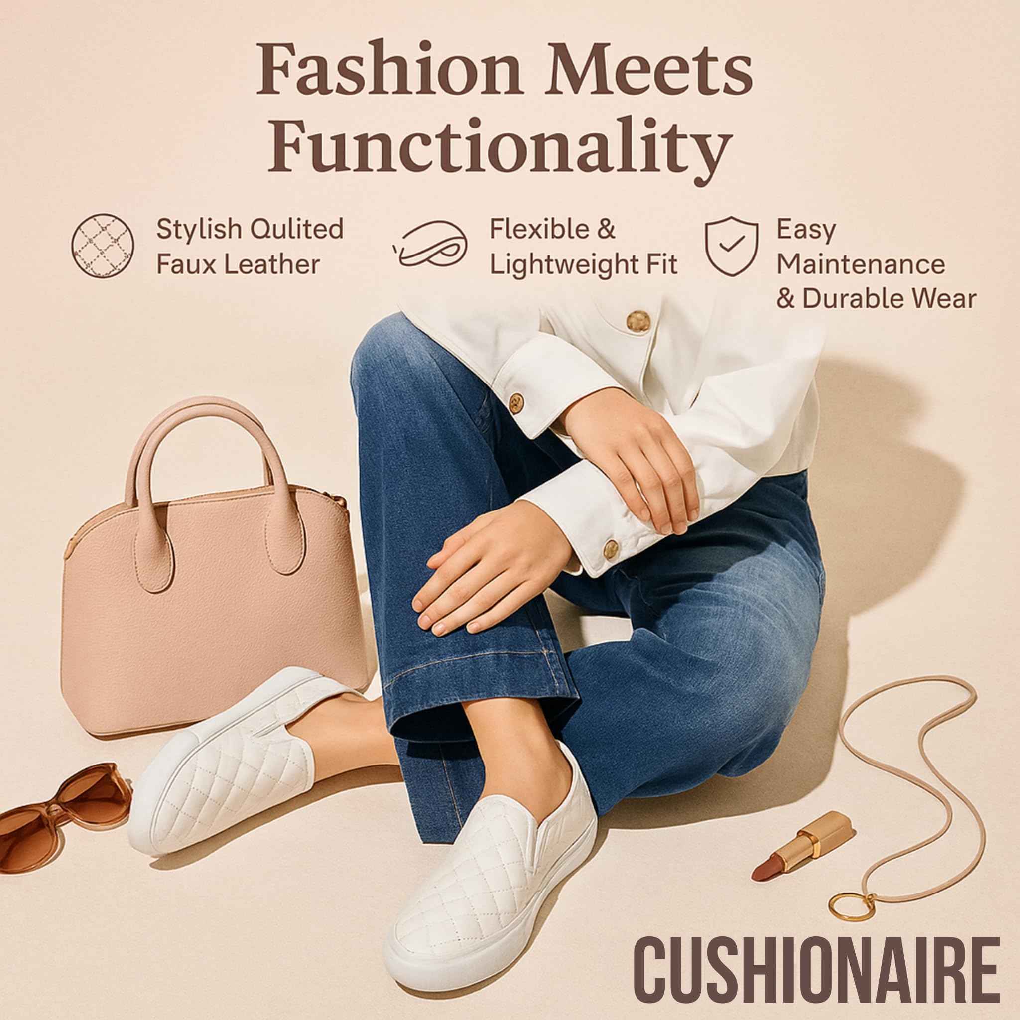 CUSHIONAIRE Faze - Tenis acolchados para mujer, de piel sintética, con plantilla de espuma viscoelástica y suela de goma