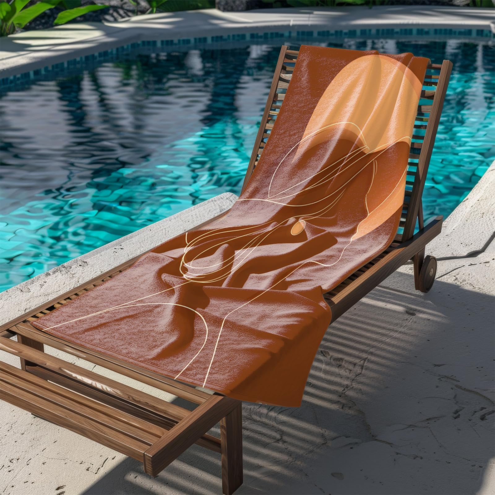 Generico Telo Mare Grande Linee Di Carattere Marrone | Microfibra Telo Mare Antisabbia Leggero Compatto Asciugatura Rapida Assorbente Per Piscina Bagno Lavabile Fino
