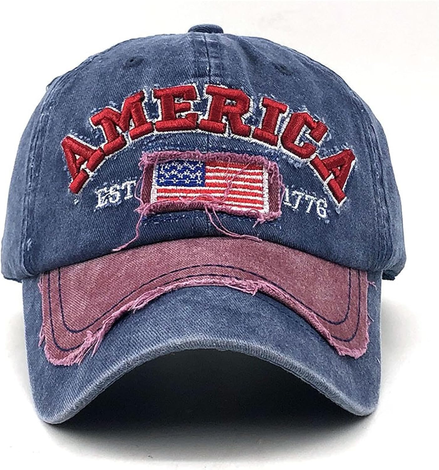 Embroidery American Flag Baseball Cap for Men Women Vintage Washed Distressed Cotton Adjustable USA Dad Hat - Image 3