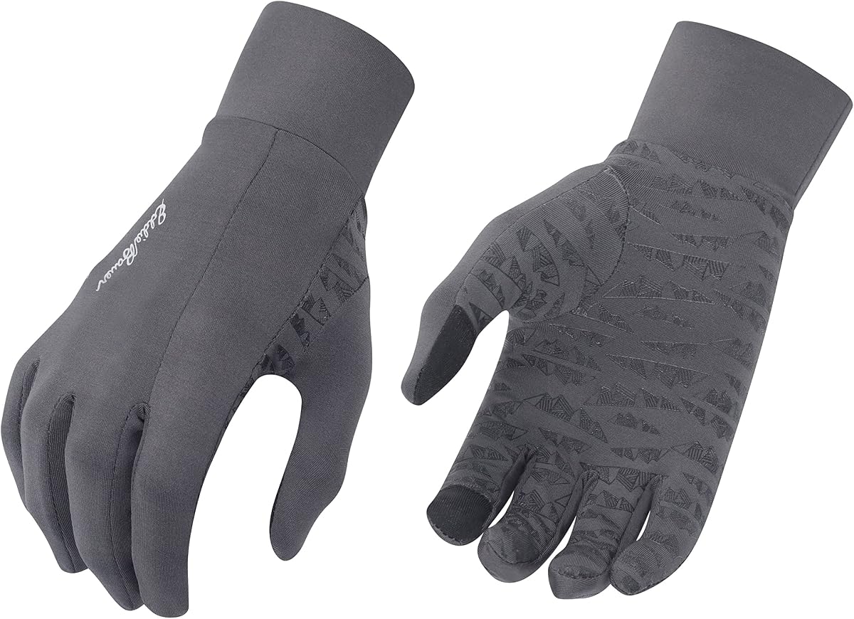 Eddie Bauer Touchscreen Warm Running Glove Liners, Standard Men's and Women's Cool Weather Gloves, Ash Grey, X-Large
