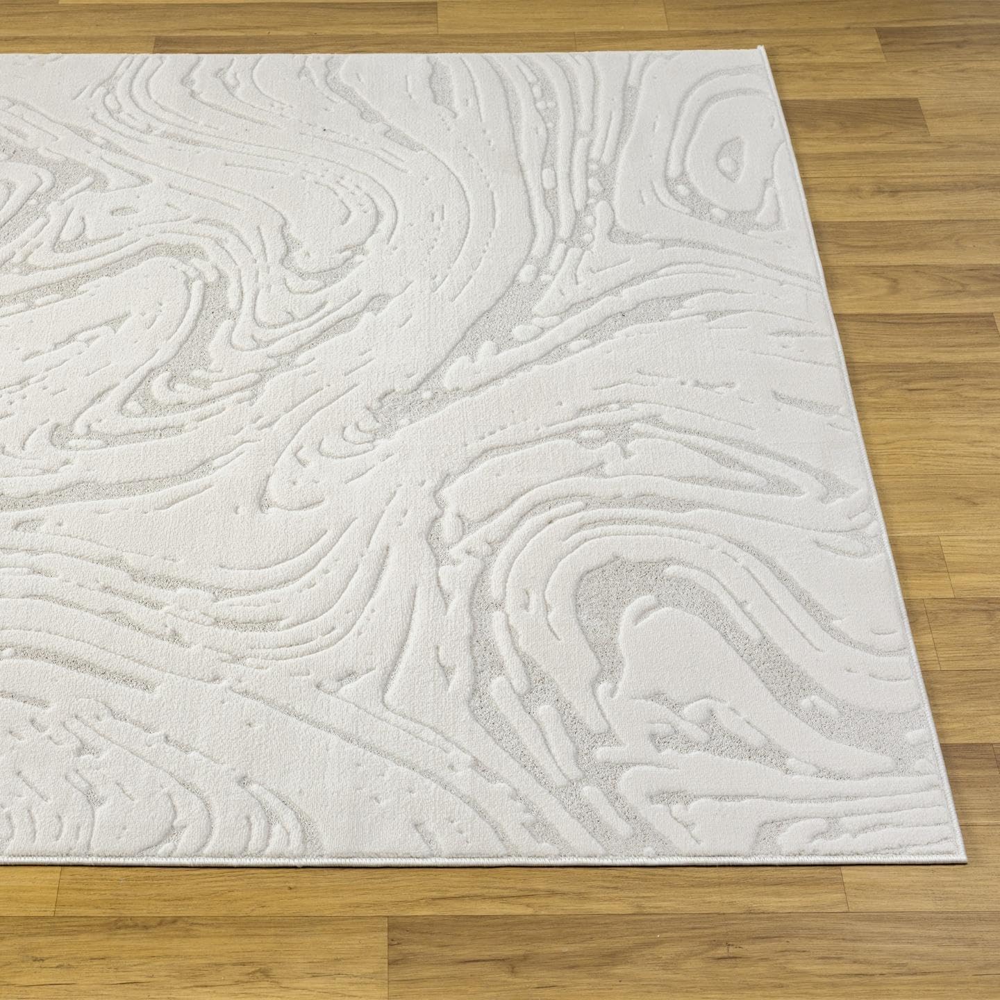 LUXE WEAVERS Abstract Marble Swirl Cream 6x9 Area Rug High Low Carpet