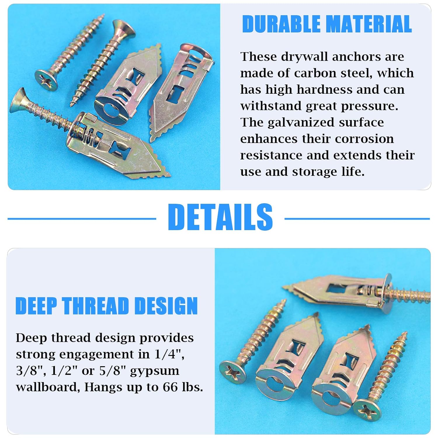 Glarks 100 Sets Drywall Self-Drilling Anchors with Screws - Image 5